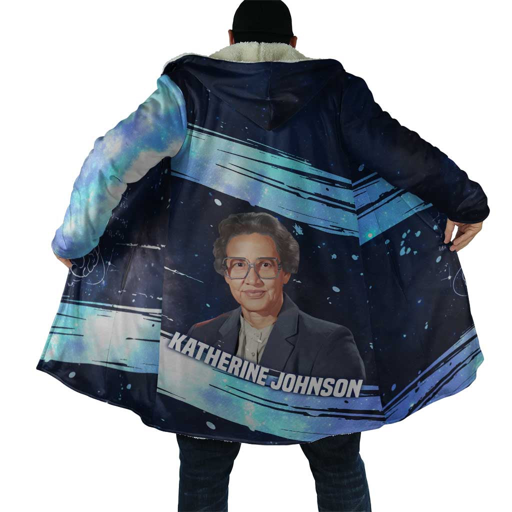 Katherine Johnson Cloak with Galaxy Background, Hidden No More Quote and Rocket Brain Equation - Wonder Print Shop