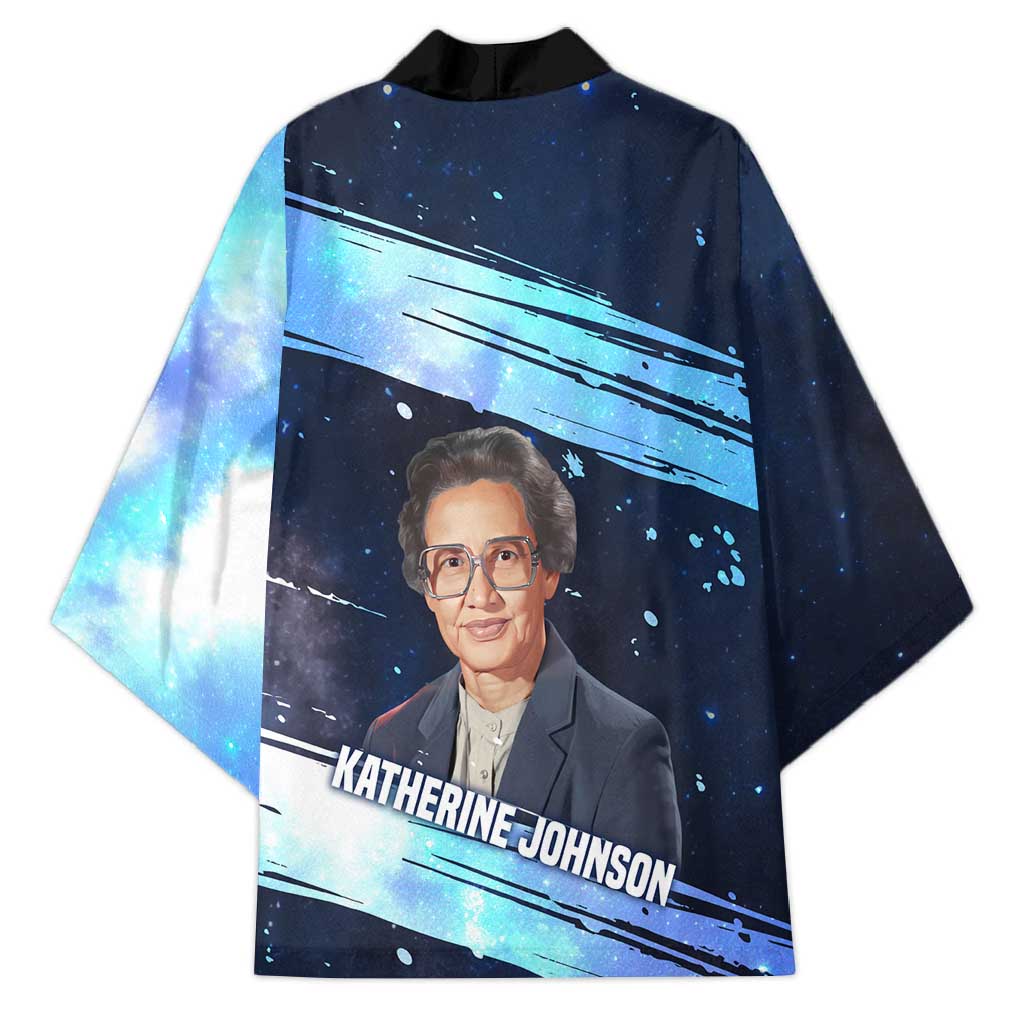 Katherine Johnson Kimono with Galaxy Background, Hidden No More Quote and Rocket Brain Equation - Wonder Print Shop