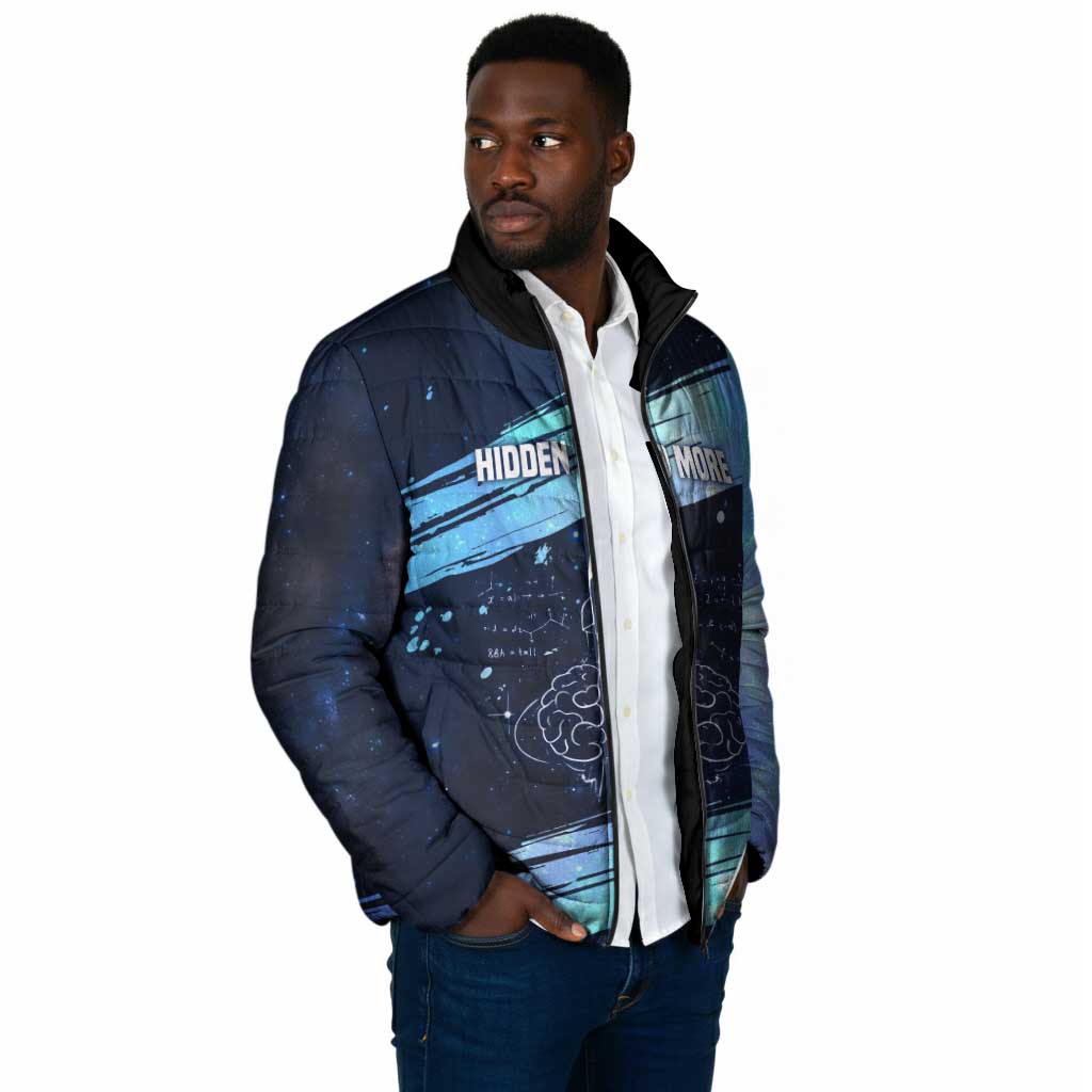 Katherine Johnson Padded Jacket with Galaxy Background, Hidden No More Quote and Rocket Brain Equation - Wonder Print Shop
