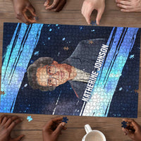 Katherine Johnson Puzzle with Galaxy Background, Hidden No More Quote and Rocket Brain Equation - Wonder Print Shop