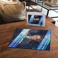 Katherine Johnson Puzzle with Galaxy Background, Hidden No More Quote and Rocket Brain Equation - Wonder Print Shop