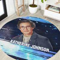 Katherine Johnson Round Carpet with Galaxy Background, Hidden No More Quote and Rocket Brain Equation - Wonder Print Shop
