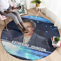 Katherine Johnson Round Carpet with Galaxy Background, Hidden No More Quote and Rocket Brain Equation - Wonder Print Shop