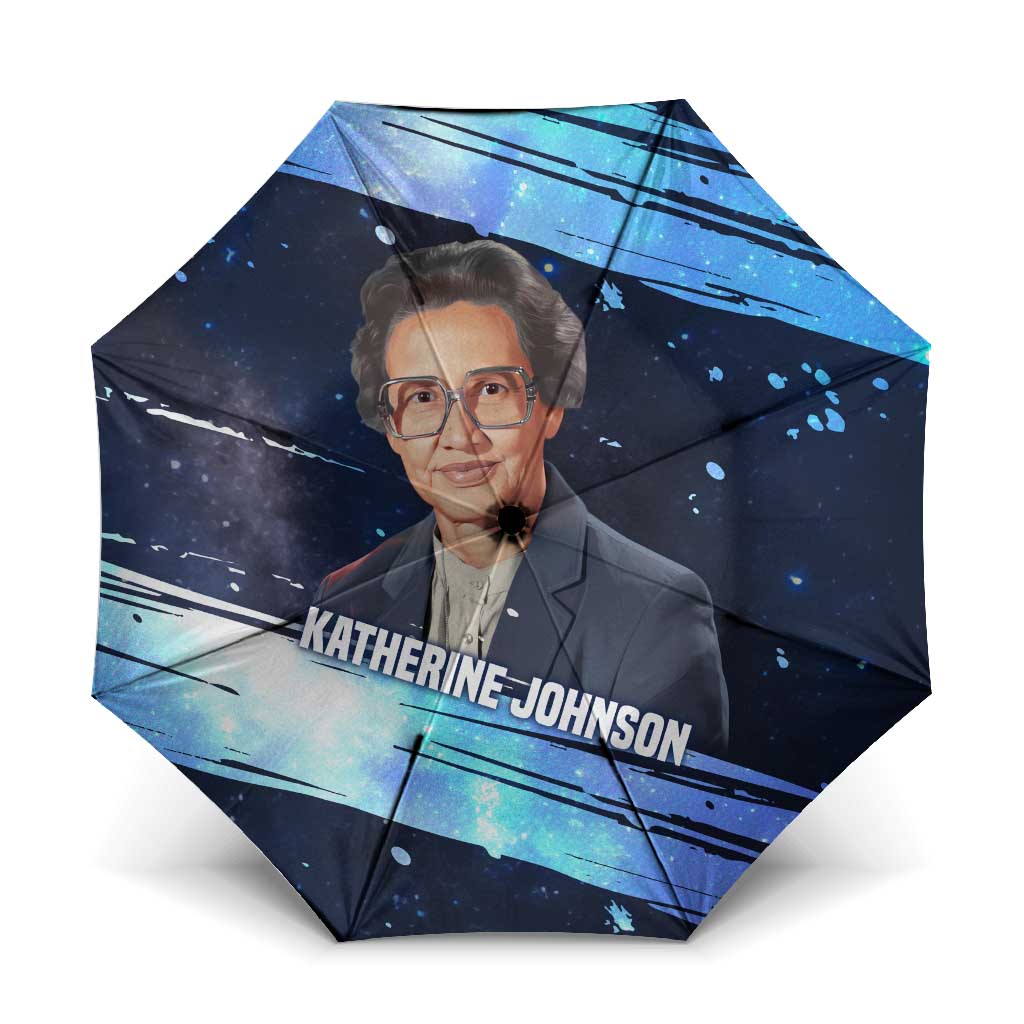 Katherine Johnson Umbrella with Galaxy Background, Hidden No More Quote and Rocket Brain Equation - Wonder Print Shop