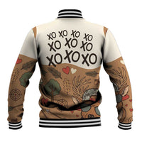 Valentine Buck Baseball Jacket with Camo Cap and XOXO Pattern Retro Hunting