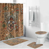 Valentine Buck Bathroom Set with Camo Cap and XOXO Pattern Retro Hunting
