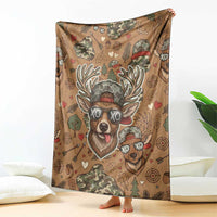 Valentine Buck Blanket with Camo Cap and XOXO Pattern Retro Hunting