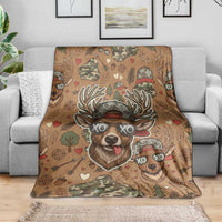 Valentine Buck Blanket with Camo Cap and XOXO Pattern Retro Hunting