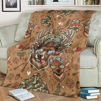 Valentine Buck Blanket with Camo Cap and XOXO Pattern Retro Hunting
