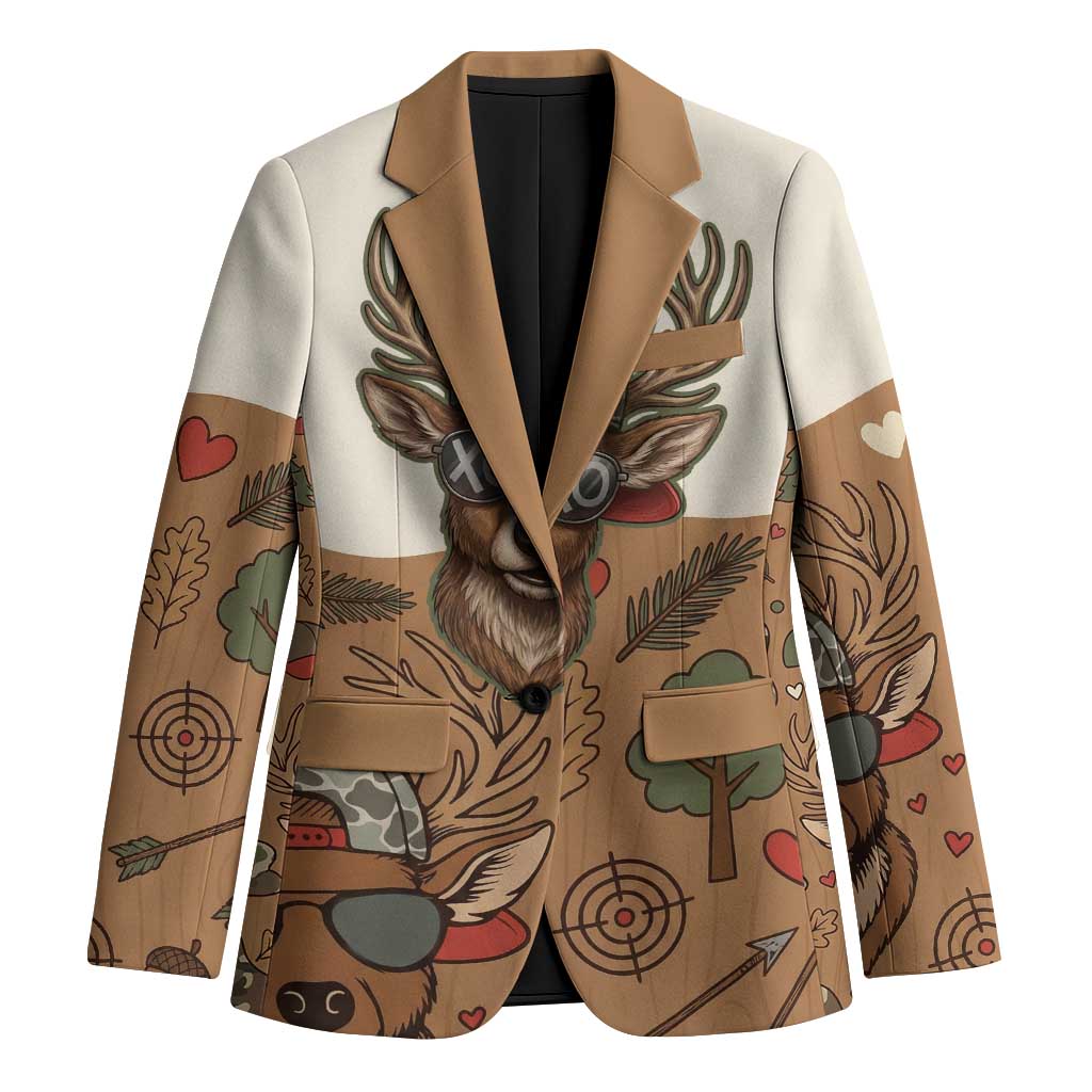 Valentine Buck Blazer with Camo Cap and XOXO Pattern Retro Hunting