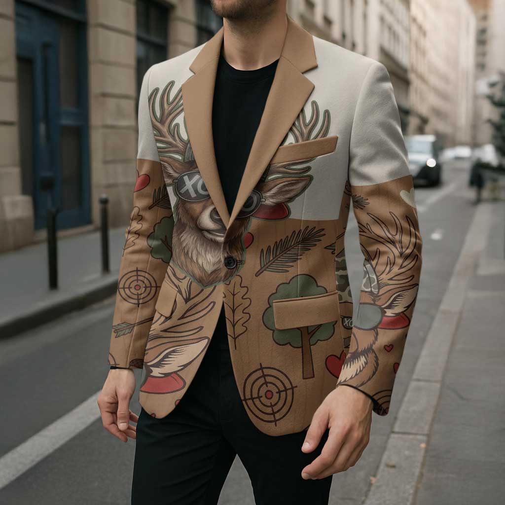 Valentine Buck Blazer with Camo Cap and XOXO Pattern Retro Hunting