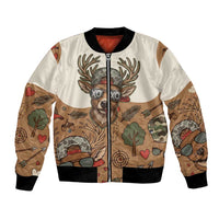 Valentine Buck Bomber Jacket with Camo Cap and XOXO Pattern Retro Hunting