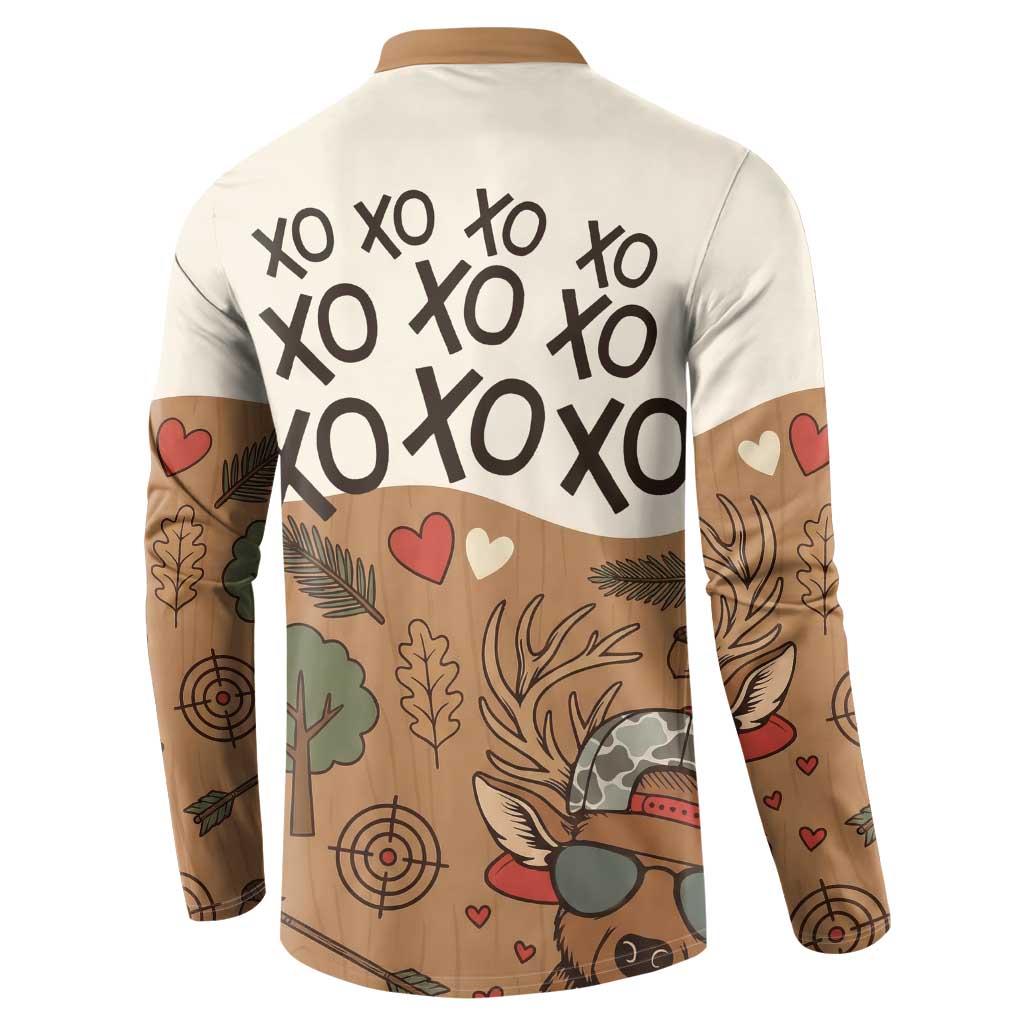Valentine Buck Button Sweatshirt with Camo Cap and XOXO Pattern Retro Hunting