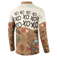 Valentine Buck Button Sweatshirt with Camo Cap and XOXO Pattern Retro Hunting