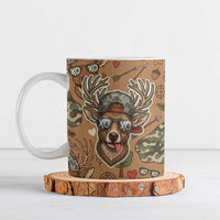 Valentine Buck Ceramic Mug with Camo Cap and XOXO Pattern Retro Hunting