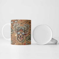 Valentine Buck Ceramic Mug with Camo Cap and XOXO Pattern Retro Hunting