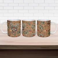 Valentine Buck Ceramic Mug with Camo Cap and XOXO Pattern Retro Hunting