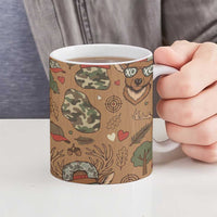 Valentine Buck Ceramic Mug with Camo Cap and XOXO Pattern Retro Hunting