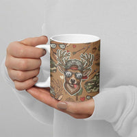Valentine Buck Ceramic Mug with Camo Cap and XOXO Pattern Retro Hunting