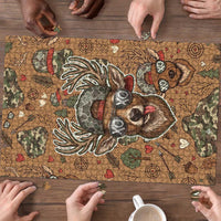 Valentine Buck Puzzle with Camo Cap and XOXO Pattern Retro Hunting