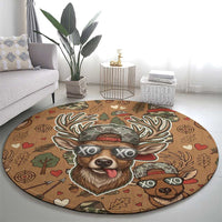 Valentine Buck Round Carpet with Camo Cap and XOXO Pattern Retro Hunting