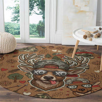 Valentine Buck Round Carpet with Camo Cap and XOXO Pattern Retro Hunting