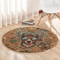 Valentine Buck Round Carpet with Camo Cap and XOXO Pattern Retro Hunting