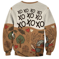 Valentine Buck Sweatshirt with Camo Cap and XOXO Pattern Retro Hunting
