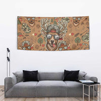 Valentine Buck Tapestry with Camo Cap and XOXO Pattern Retro Hunting