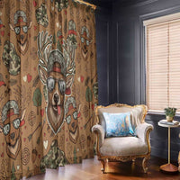 Valentine Buck Window Curtain with Camo Cap and XOXO Pattern Retro Hunting