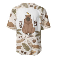 Chill Capybara Vibes Baseball Jersey with Hammock and Coconut Tropical Relaxed Style
