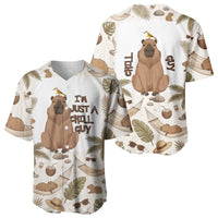 Chill Capybara Vibes Baseball Jersey with Hammock and Coconut Tropical Relaxed Style