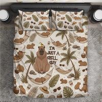 Chill Capybara Vibes Bedding Set with Hammock and Coconut Tropical Relaxed Style