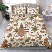 Chill Capybara Vibes Bedding Set with Hammock and Coconut Tropical Relaxed Style
