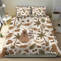 Chill Capybara Vibes Bedding Set with Hammock and Coconut Tropical Relaxed Style