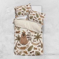 Chill Capybara Vibes Bedding Set with Hammock and Coconut Tropical Relaxed Style