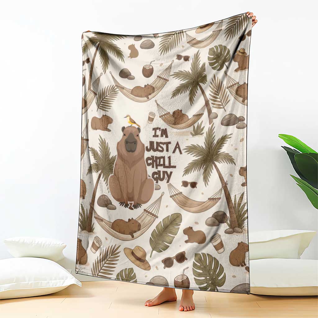 Chill Capybara Vibes Blanket with Hammock and Coconut Tropical Relaxed Style