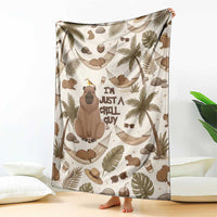 Chill Capybara Vibes Blanket with Hammock and Coconut Tropical Relaxed Style