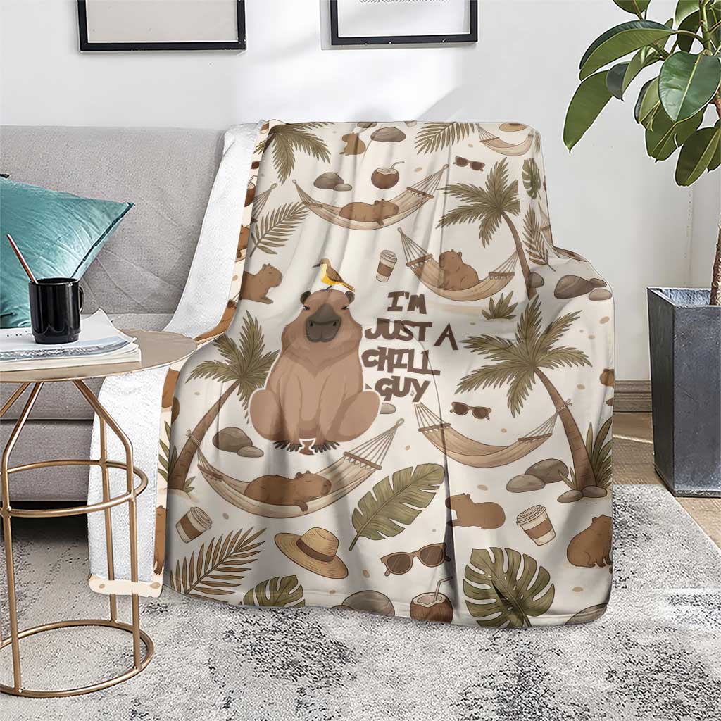 Chill Capybara Vibes Blanket with Hammock and Coconut Tropical Relaxed Style