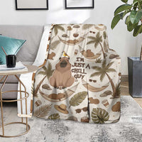 Chill Capybara Vibes Blanket with Hammock and Coconut Tropical Relaxed Style