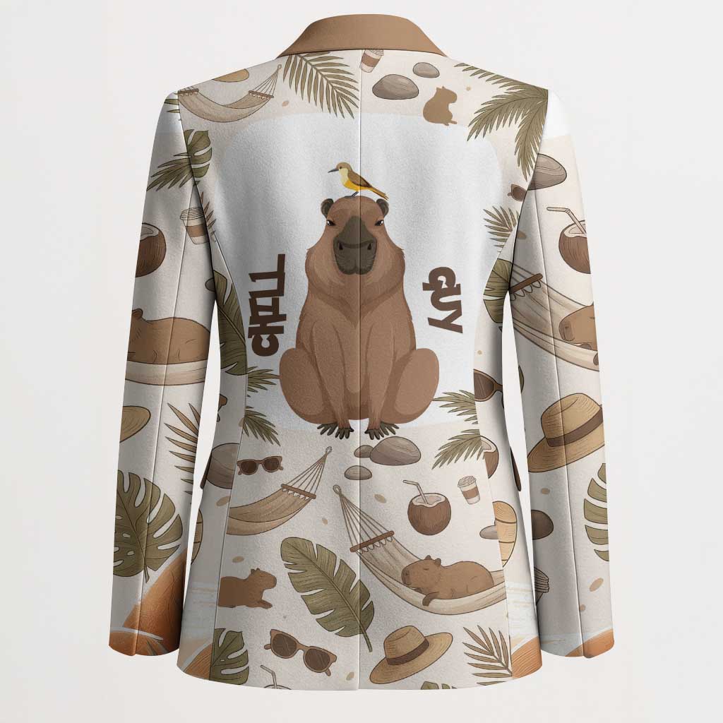 Chill Capybara Vibes Blazer with Hammock and Coconut Tropical Relaxed Style