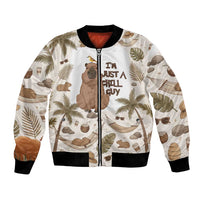 Chill Capybara Vibes Bomber Jacket with Hammock and Coconut Tropical Relaxed Style