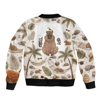 Chill Capybara Vibes Bomber Jacket with Hammock and Coconut Tropical Relaxed Style