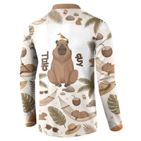 Chill Capybara Vibes Button Sweatshirt with Hammock and Coconut Tropical Relaxed Style