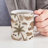 Chill Capybara Vibes Ceramic Mug with Hammock and Coconut Tropical Relaxed Style