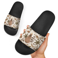 Chill Capybara Vibes Slide Sandals with Hammock and Coconut Tropical Relaxed Style