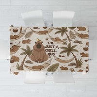 Chill Capybara Vibes Tablecloth with Hammock and Coconut Tropical Relaxed Style