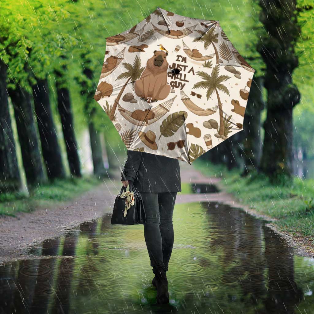 Chill Capybara Vibes Umbrella with Hammock and Coconut Tropical Relaxed Style