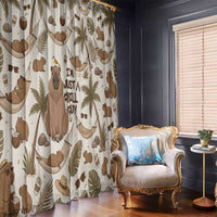 Chill Capybara Vibes Window Curtain with Hammock and Coconut Tropical Relaxed Style