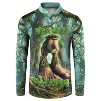 Brr Brr Patapim Button Sweatshirt Glowing Heart and Magical Tree Roots in Enchanted Woods
